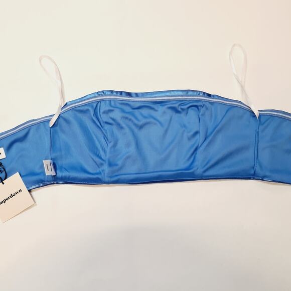 Superdown Shalisa Strapless Corset Top in Aqua Metallic - Picture 5 of 7